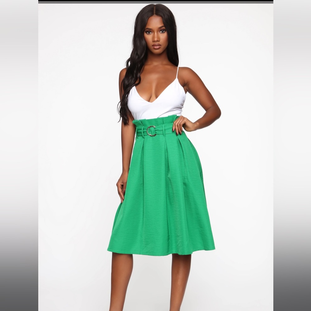 Kelly green midi skirt